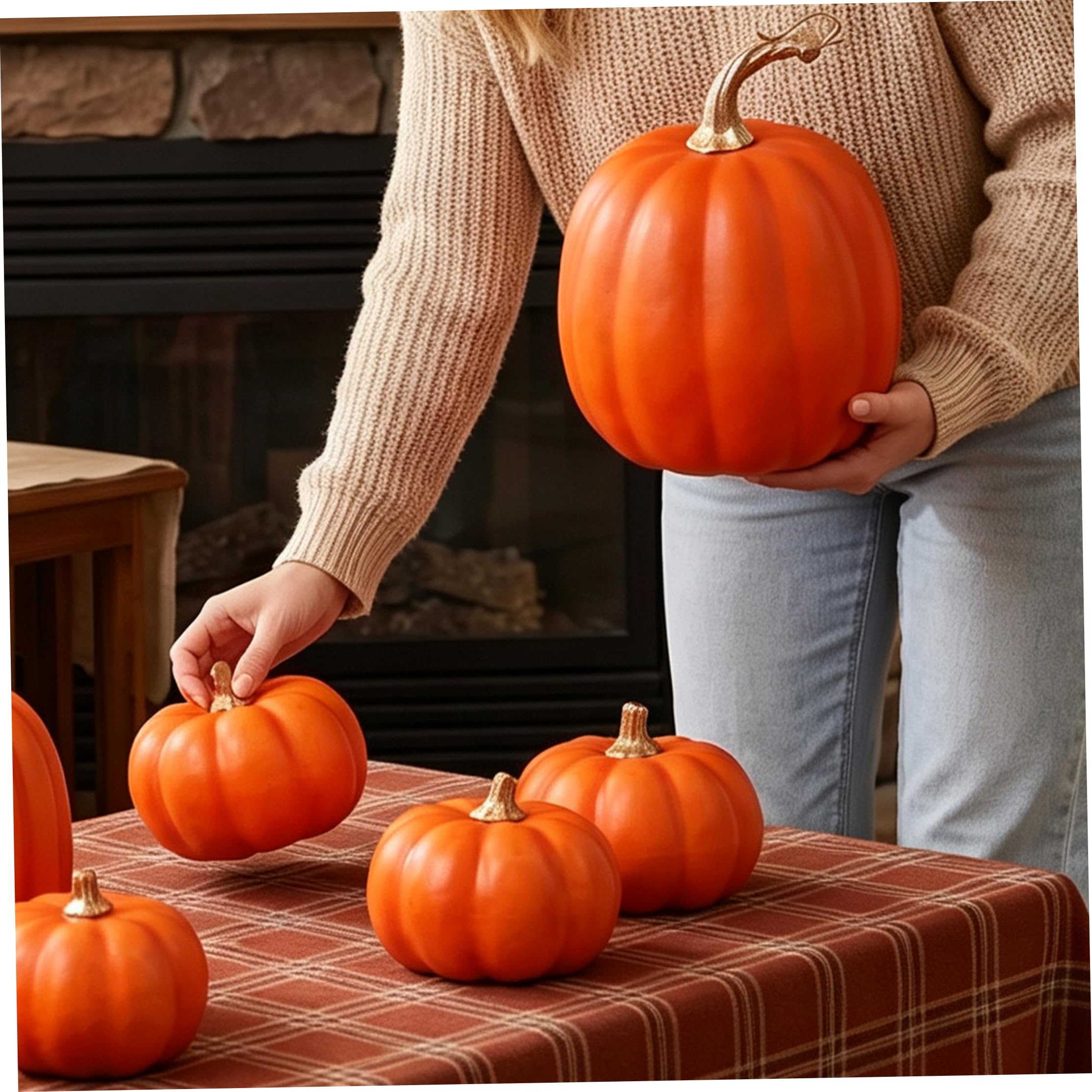 Zucche artificiali da 10 pezzi zucche in schiuma Decorazioni di Halloween arancioni