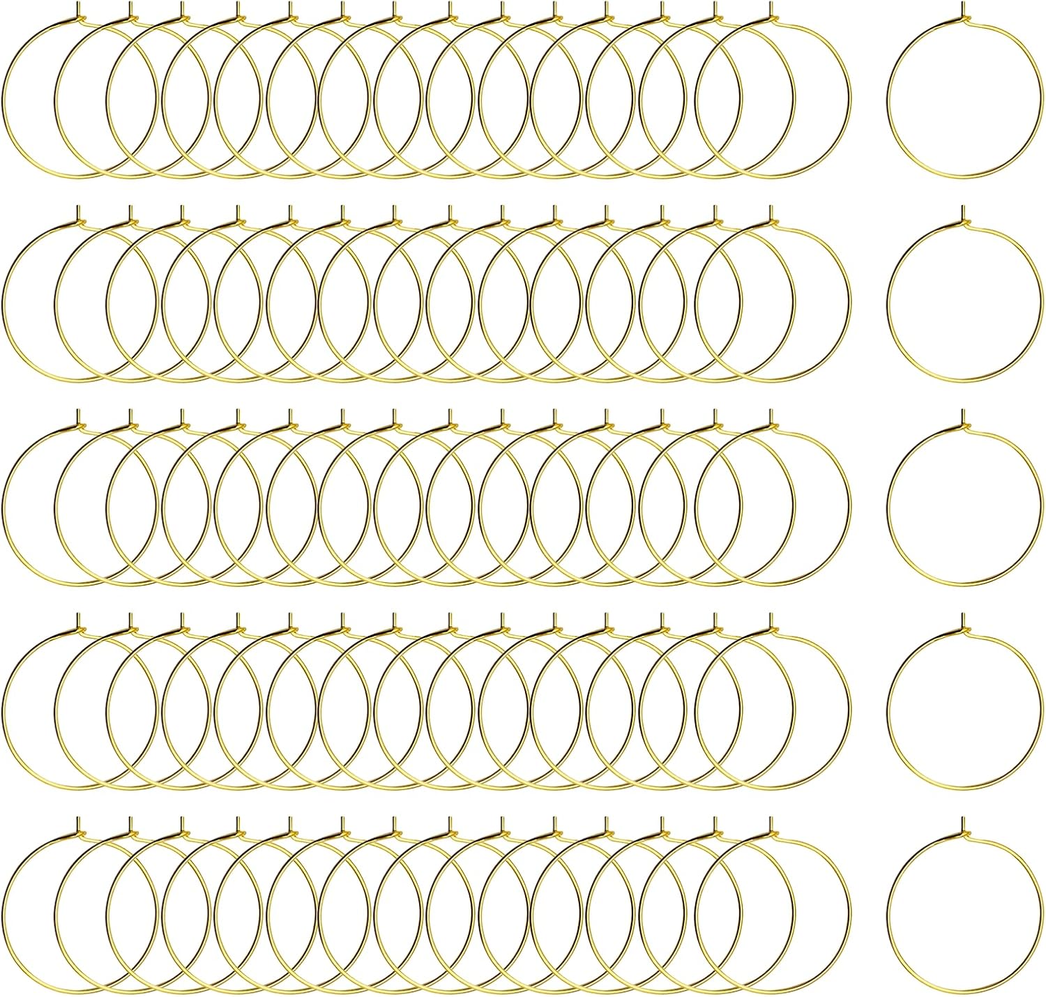 GETRICH 200 Pieces Silver/Gold Wine Glass Charms,25mm Wine Glass Charm Rings Round Alloy Earring Beading Hoops Wine Glass Markers Wine Charms for Glasses Party Hoop Earrings Making DIY Craft, 25mm