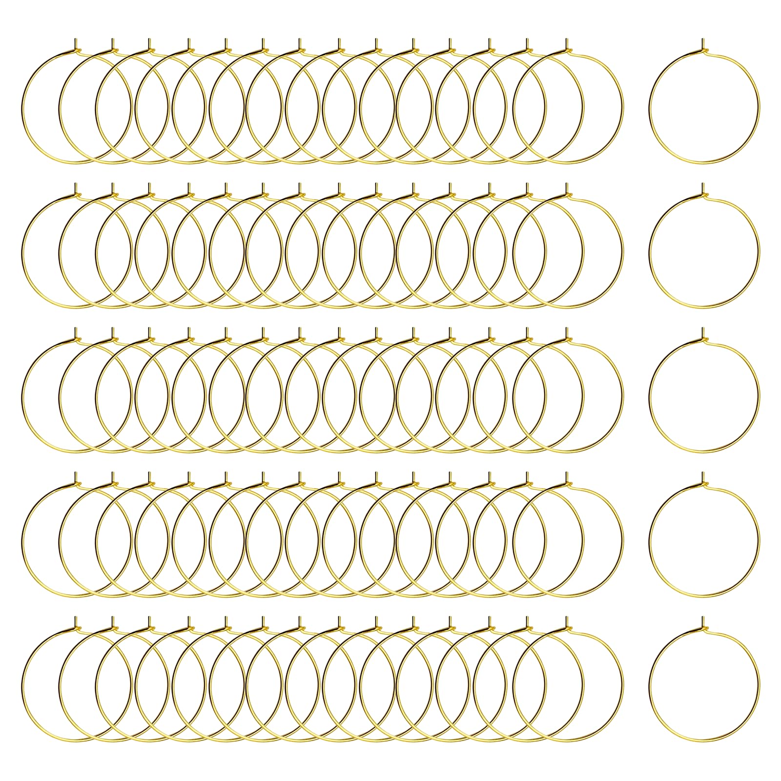GETRICH 200 Pieces Gold Wine Glass Charms,25mm Wine Glass Charm Rings Round Alloy Earring Beading Hoops Wine Glass Markers Wine Charms for Glasses Party Hoop Earrings Making DIY Craft