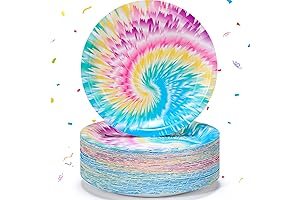 100 Pack Tie Dye Plates Set 7 in, Disposable Tie Dye Party...