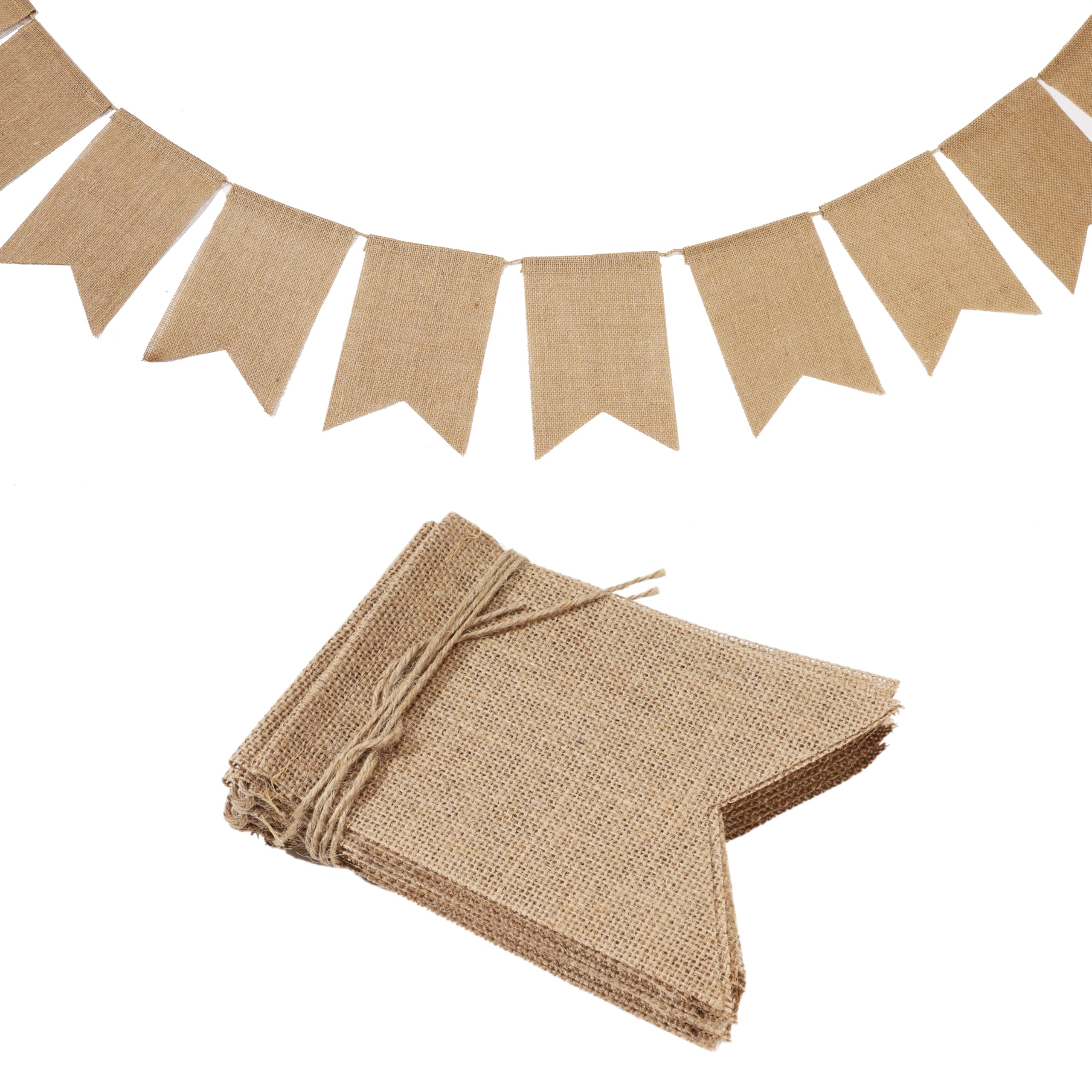 LaRibbons Burlap Banner, 15Psc Burlap Banner Flags Blank, 5x7.5 inches 11.5ft DIY Party Decor for Christmas, Birthday, Wedding, Baby Shower and Graduation