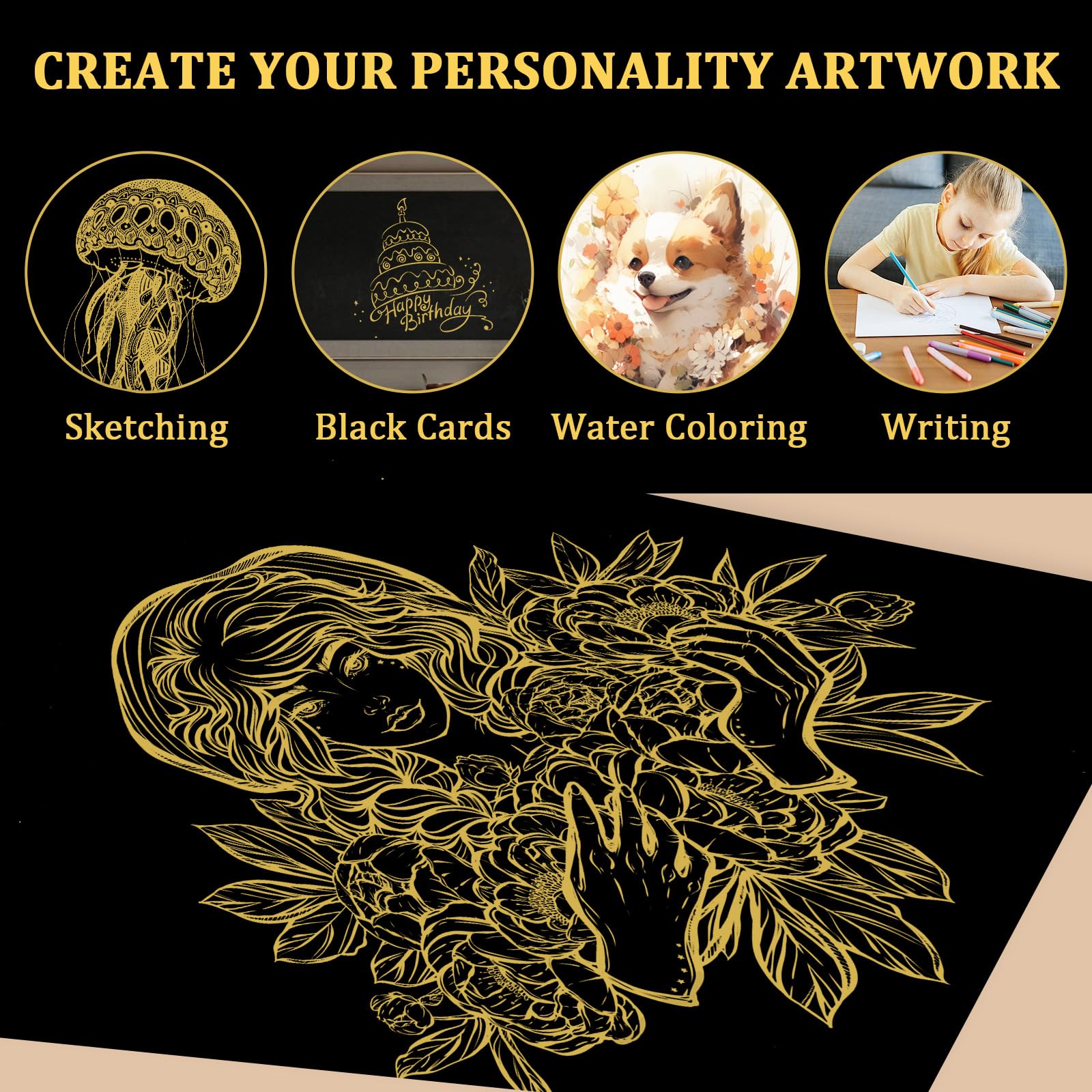 3PCS Gold Gel Pens with 3PCS Refills 1 0mm Broad Gold Point Ink Pen Ballpoint Pen Highlighter for — view 2