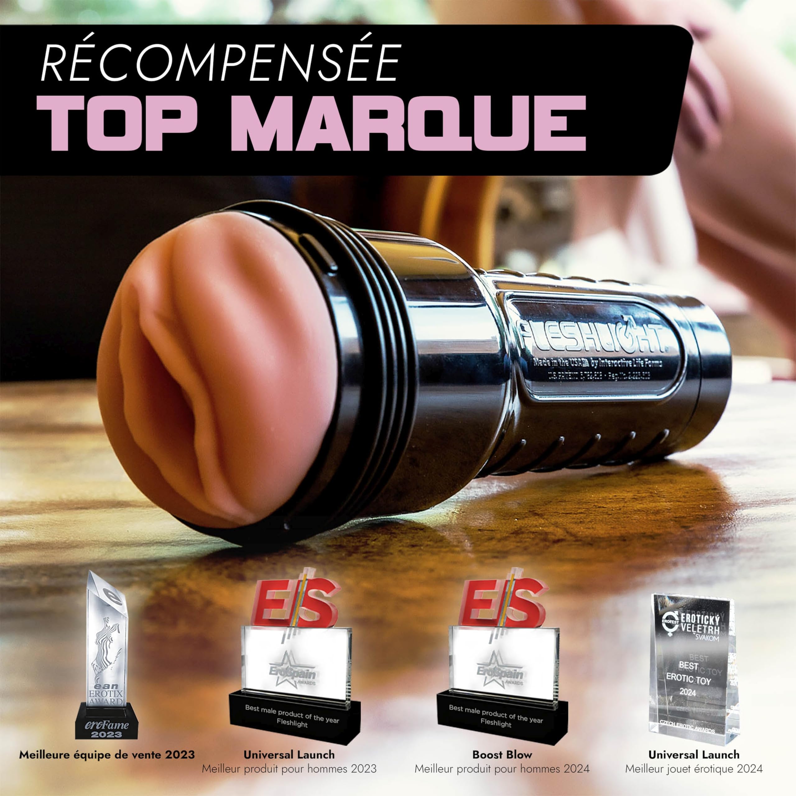Fleshlight - Pink Lady Mini-Lotus - Masturbateur discret et stable en matériau SuperSkin réaliste