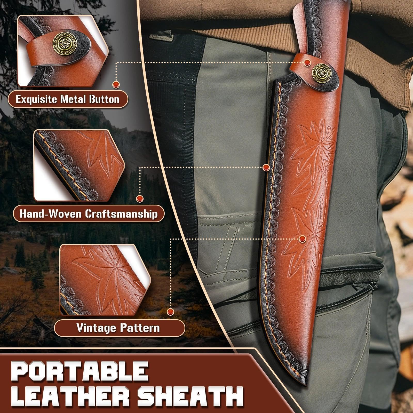 Freelander Coltello da Sopravvivenza Lama Fissa con Fodero | Struttura Full Tang Affidabile, Presa Ergonomica Sicura, Ideale per Bushcraft, Campeggio ed Escursioni