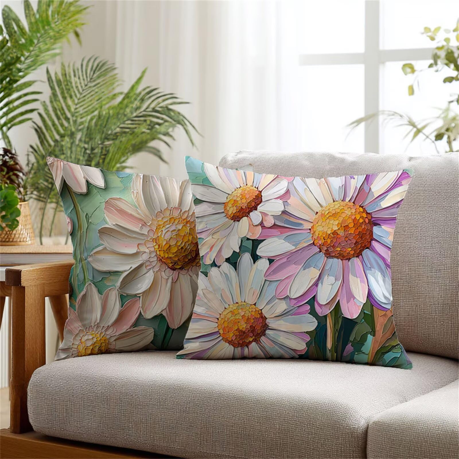 Housse coussin 80x80cm lot de 2 imperméable rose décoration maison automne jardin carré
