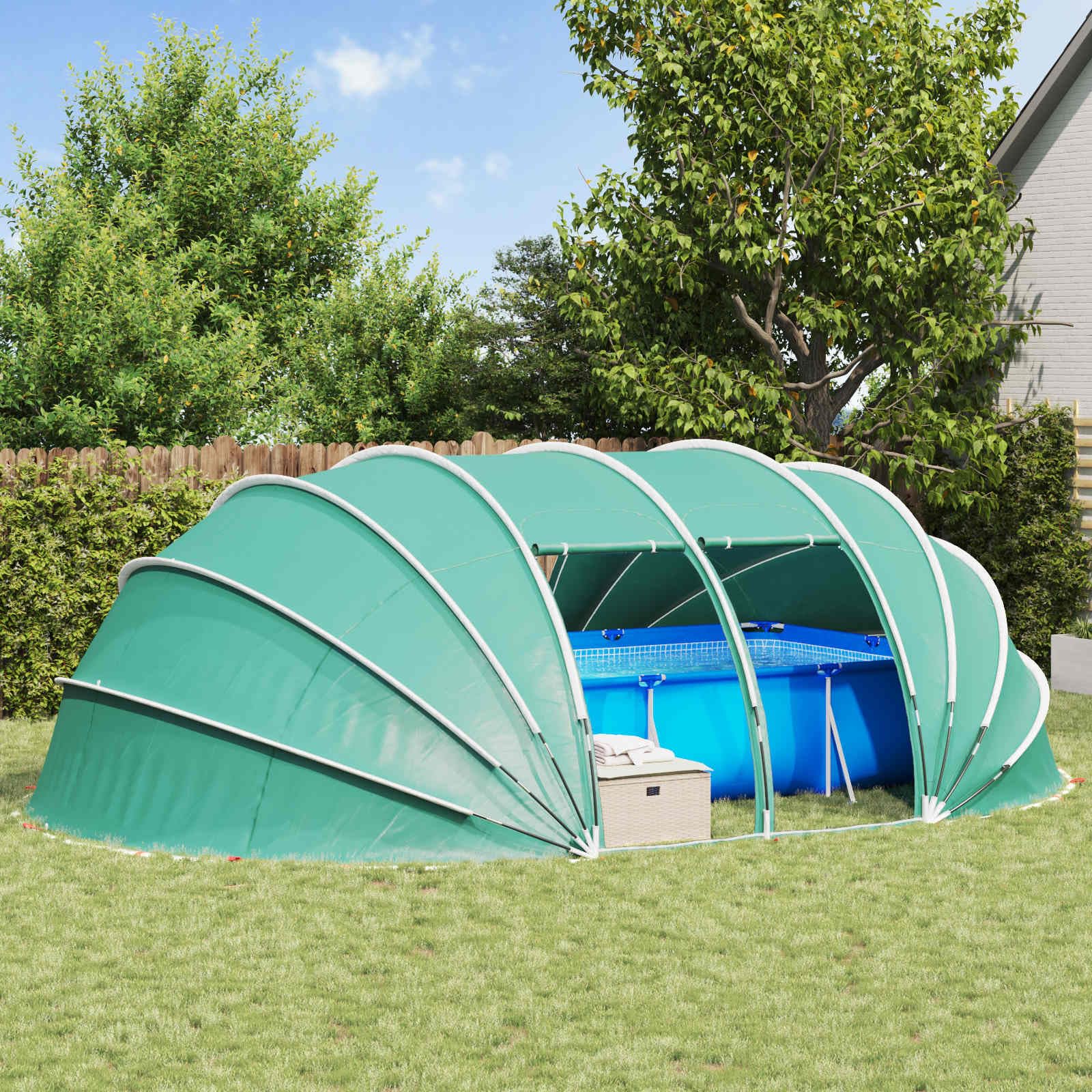 Tente de piscine dôme - Toit de piscine - Auvent de piscine - Tente de piscine - Bleu - 538 x 440 x 204 cm