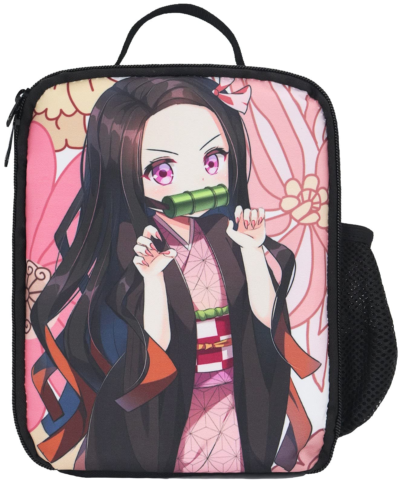 Roffatide Anime Demon Slayer Kamado Nezuko Printed Girls Leakproof Multifunctional Student Small Thermal Insulation Lunch Bag