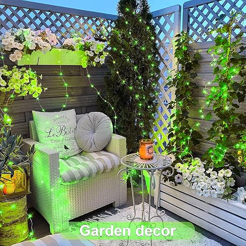 Miniatura 5 de JMEXSUSS 200 luces LED de Halloween verdes con control remoto, 66 pies, 8 modos de luces de hadas para interiores con rueda, luz verde de Navidad