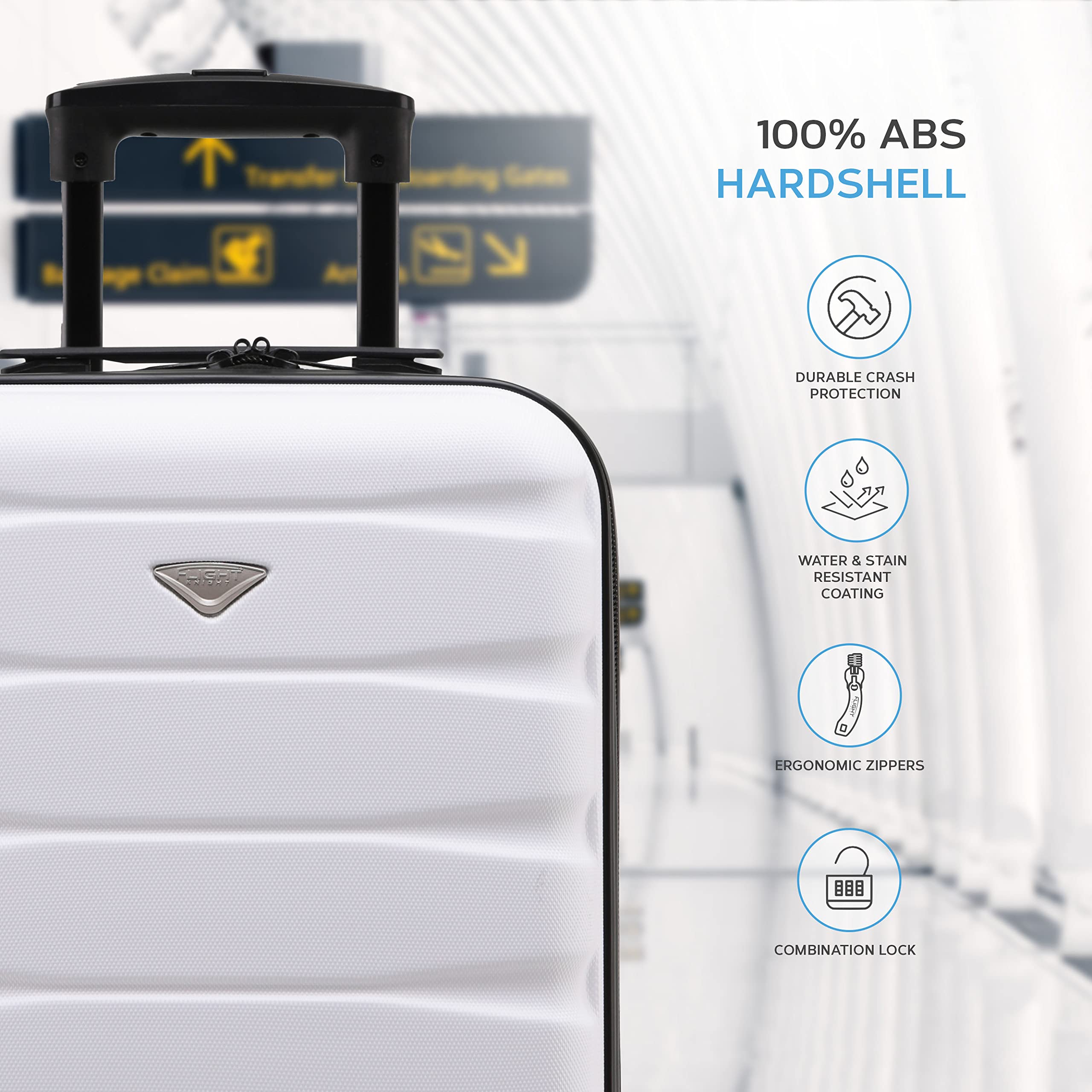 Flight Knight Cabin Suitcase 55x40x20 Ryanair Priority, EasyJet, Jet2 Lightweight Small Durable 4-Wheel Cabin Case, Carry-On for Over 60 Airlines, Hard Shell, 10kg Hand Luggage Bag (55 x 40 x 20 cm)