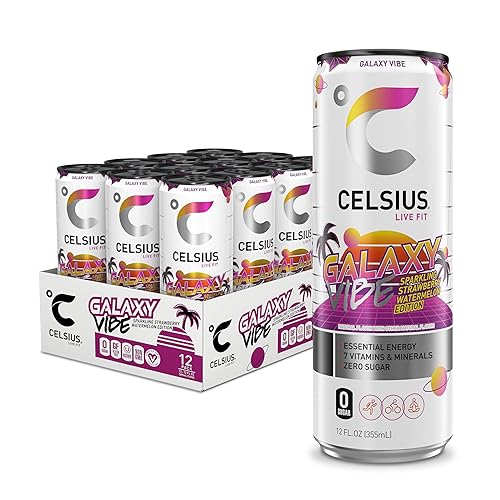 CELSIUS Sparkling Galaxy Vibe, bebida energética funcional esencial, 12 onzas líquidas (paquete de 12)