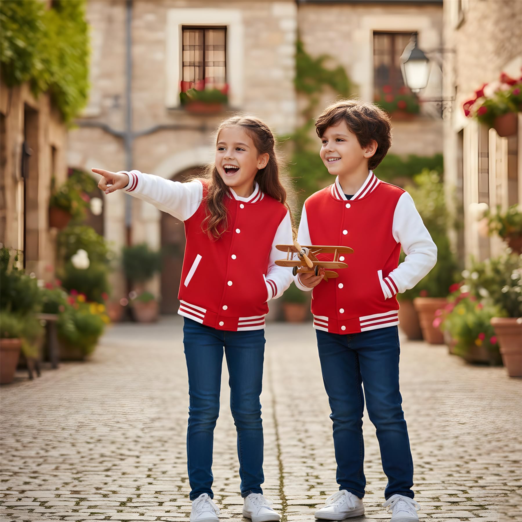 A2Z 4 Kids Baseball Contraste Veste Varsity Style Manteau B.B Col montant Longue Manches Sport Vêtements de sport Nouveau Décontracté Mode Unisexe Filles Garçons Âge 2-13 Années