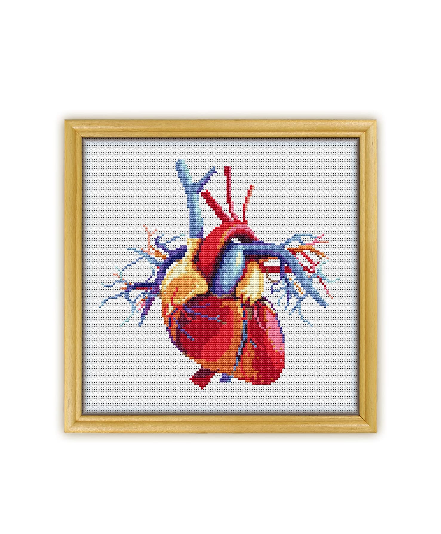Heart 3D K109 Counted Cross Stitch KIT#3. Threads, Needles, Fabric, Embroidery Hoop and Printed Color Pattern Inside. Embroidery Pattern
