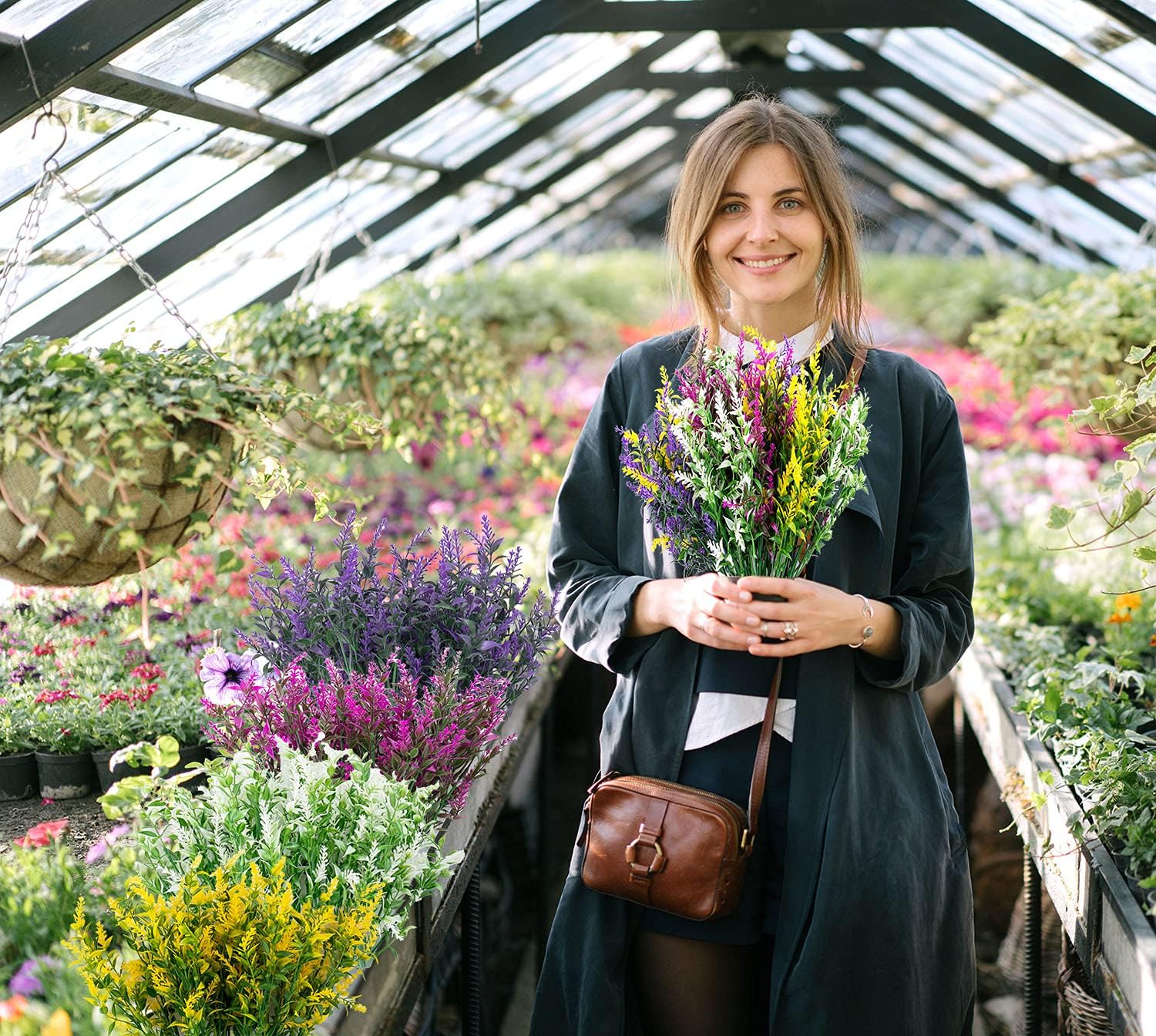 Artificial Lavender Flowers 20 Bundles Outdoor Fake Flowers for Home Decoration UV Resistant No Fade Faux Plastic Plants Garden Porch Outdoor Décor : Home & Kitchen