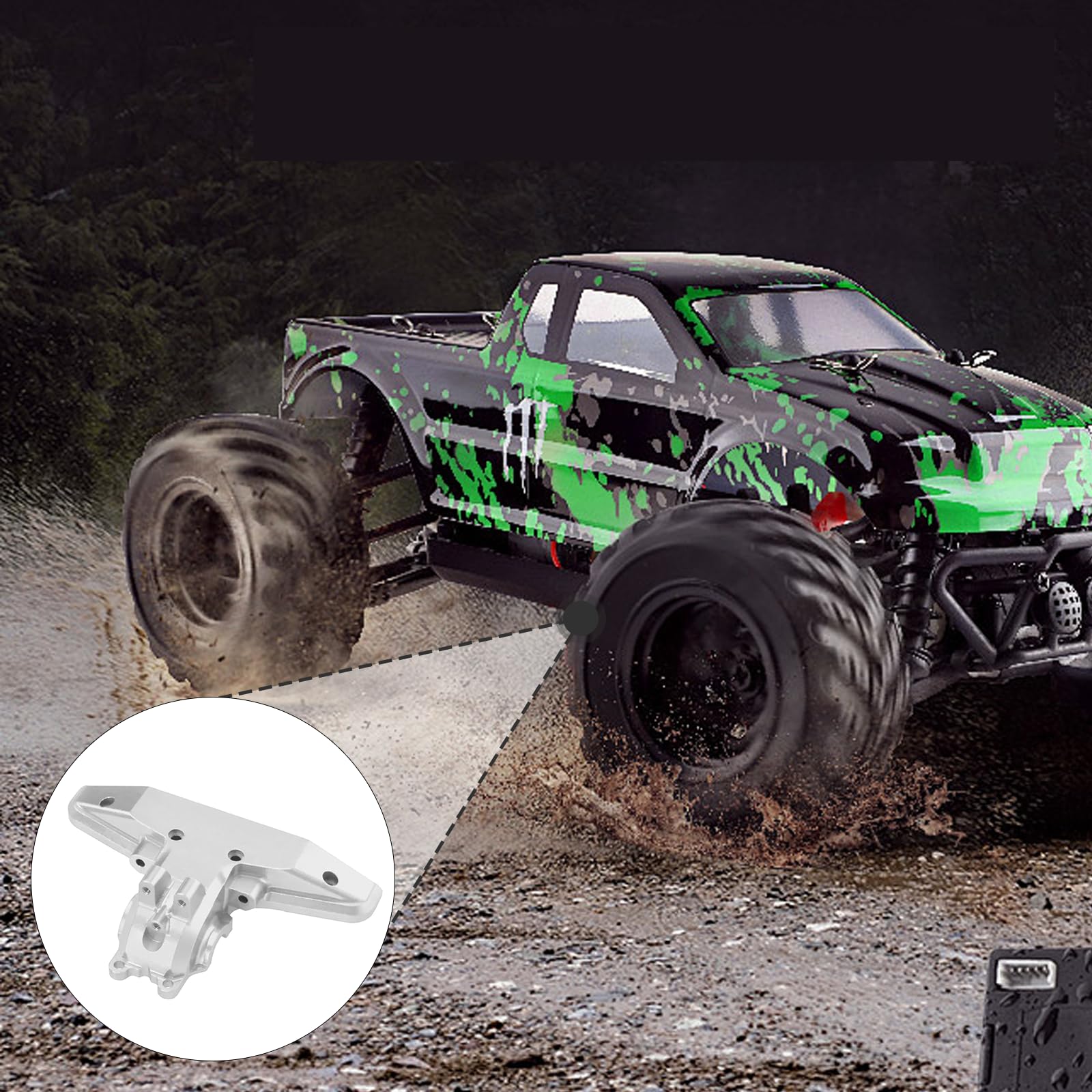RC Car Copertura Cambio Ingranaggi Rear Pezzo Elemento Sostitutivo Posteriore Compatibile CNC Alluminio Adatta per Auto Radiocomandate, Argenteo