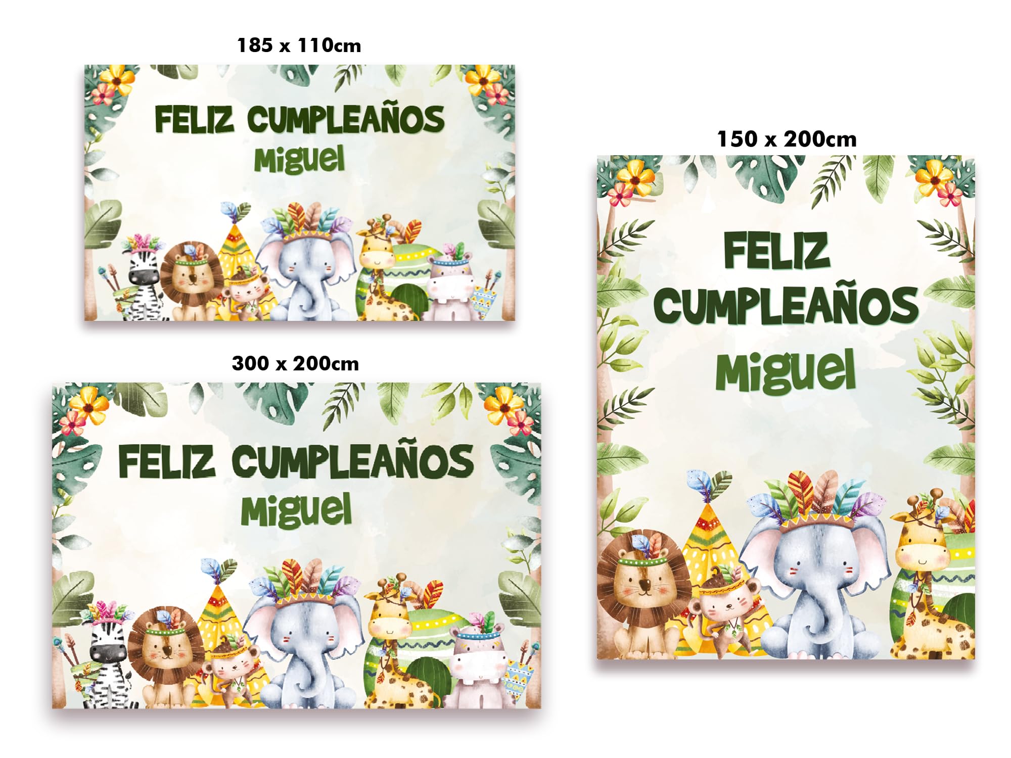 Oedim Photocall en Lona para Cumpleaños Animales, 300x200cm, Photocall Decorativo para Eventos o Celebraciones puntuales