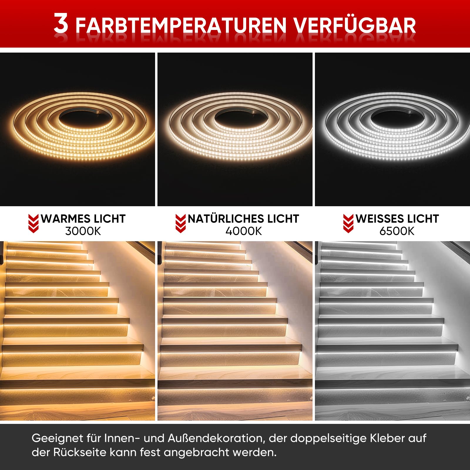 Shine Decor LED Streifen 30m, AC 220V 230V IP65 Wasserdicht LED Band, SMD 2835 120 leds/m Ultrahohe Helligkeit Lichtleiste für Küche Garten LED Beleuchtung (30M, Warmweiß, CE Zertifiziert)