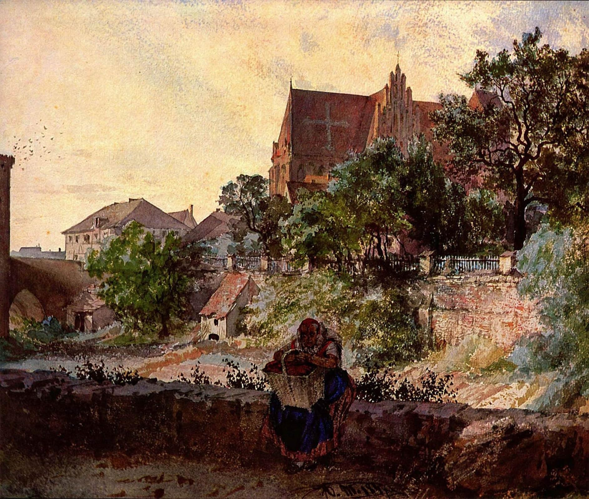 POSTERIIk Vintage Print Pop Art Landscape Artwork Church of Sts. Peter and Paul Strzegom by Adolph Menzel Art Prints for Office Home Decor 60x90cm