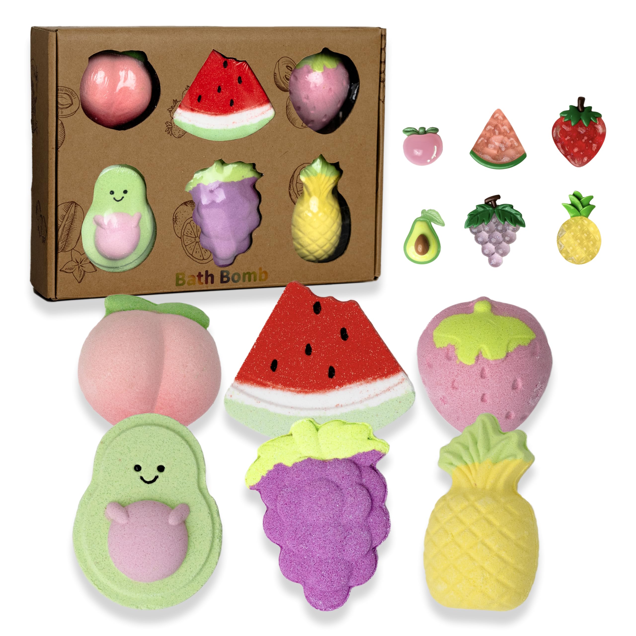 6 XL Fruit Shaped Bath Bombs with a Surprise