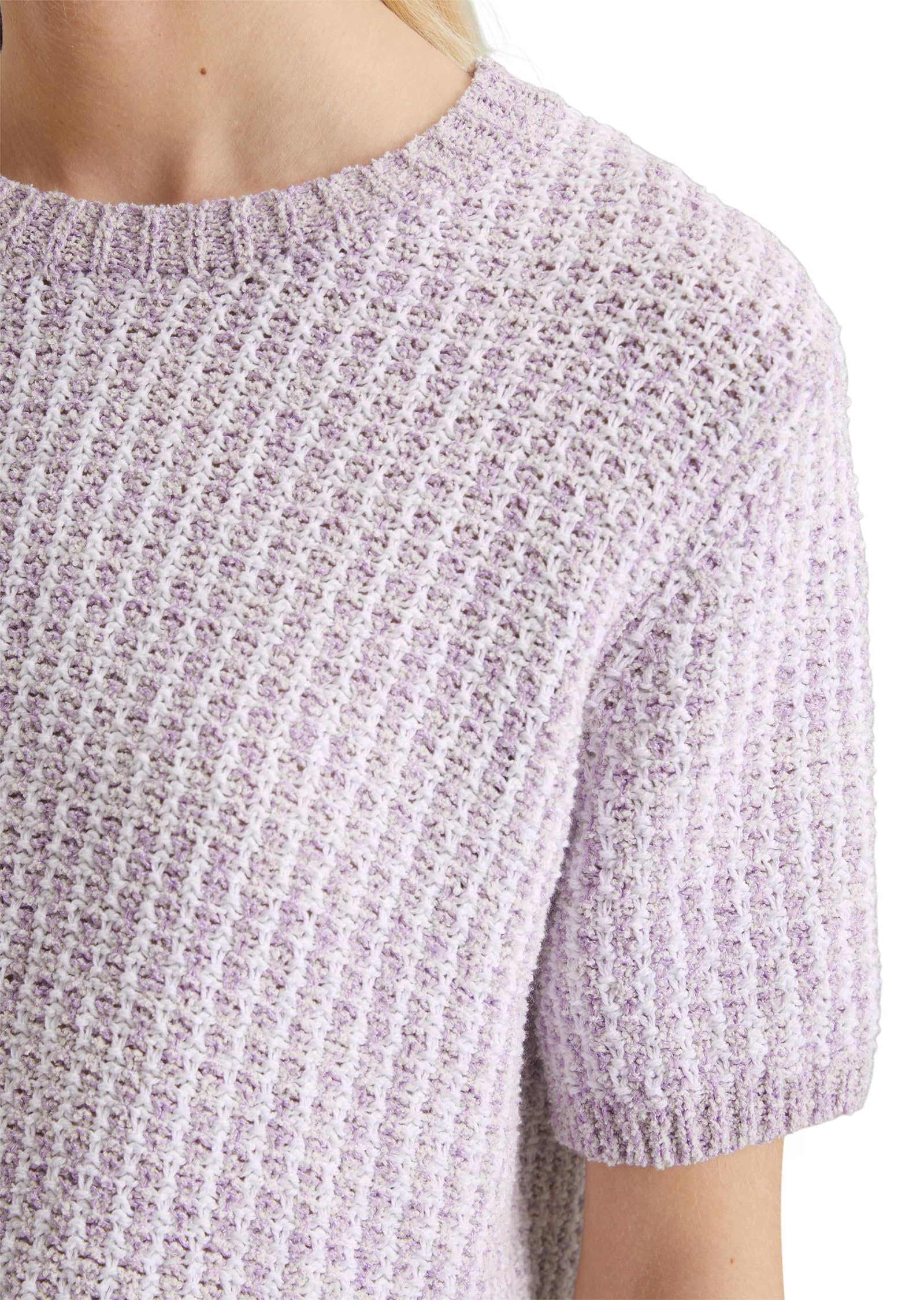 Marc O'Polo Denim Damen Pullover Kurzarm Loose Fit, Lila (Light Purple Multi 01), L