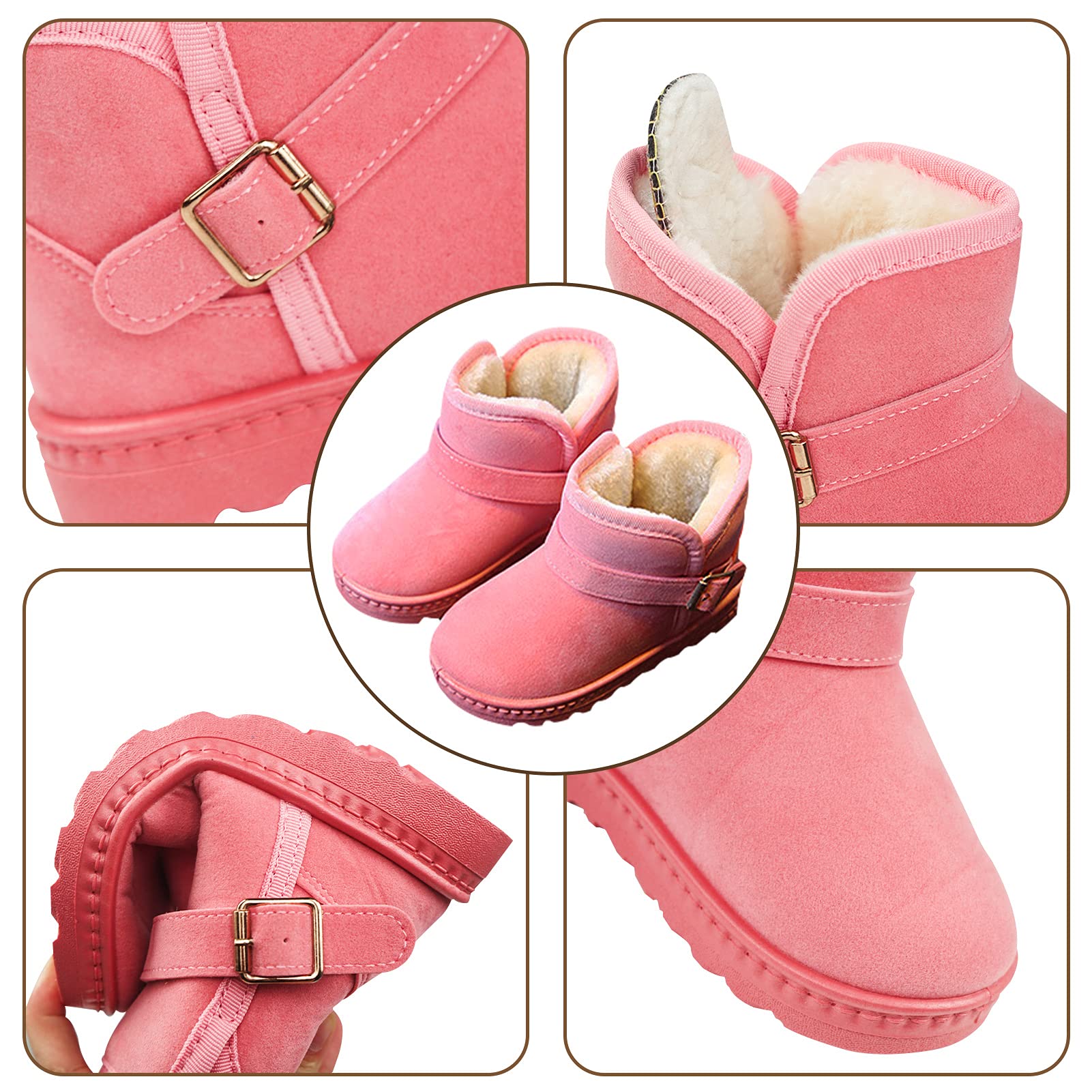 Happy Cherry Infant Baby Boys Girls Boots Premium Soft Sole Anti-Slip Warm Winter Snow Boots Newborn Crib Shoes Size 7 Pink