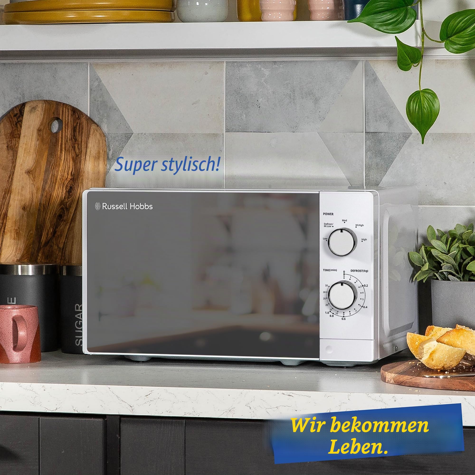 Russell Hobbs Hand-Mikrowelle 20 Liter 800 W, 5 Leistungsstufen, integrierter Timer und Auftaufunktion, leicht zu reinigen RHM2027