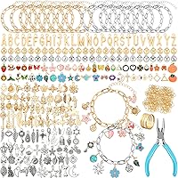 SANNIX 486-Piece Charm Bracelet Making Kit: 16 Gold/Silver Chains, 228 Charms, 240 Jump Rings, Pliers - DIY Jewelry Supplies