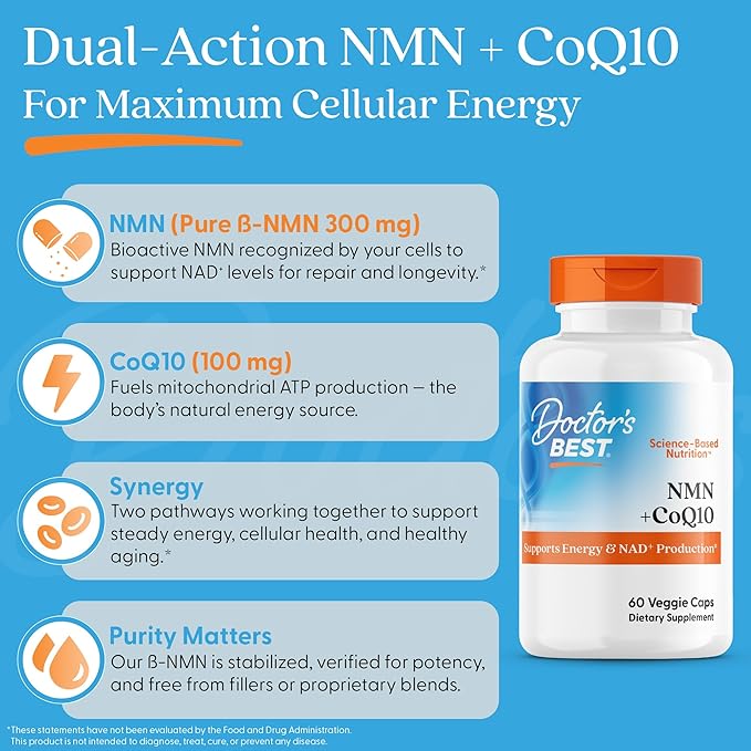 Doctor's Best NMN + CoQ10 60 Cápsulas Veganas miniatura 5
