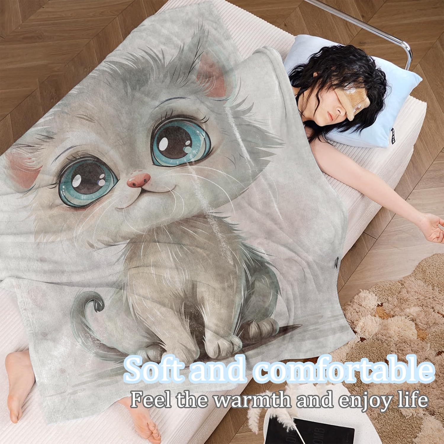 Cute Cartoon Dog Blanket, Adorable Puppy Faces Playful Style 60 x 50 Inch Flannel Warm Tones Throw Blanket, Gifts for Women Girls Kids, Lightweight Cozy Warm Blankets for Sofa Travel Home Decor - Image 4