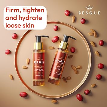 Besque Magic Body Oil, 100ml, After Shower Body Oil For Women, Hydrating Skin Care For Full Body That Plumps, Tightens, and Firms Skin With Natural Ingredients, Made In UK