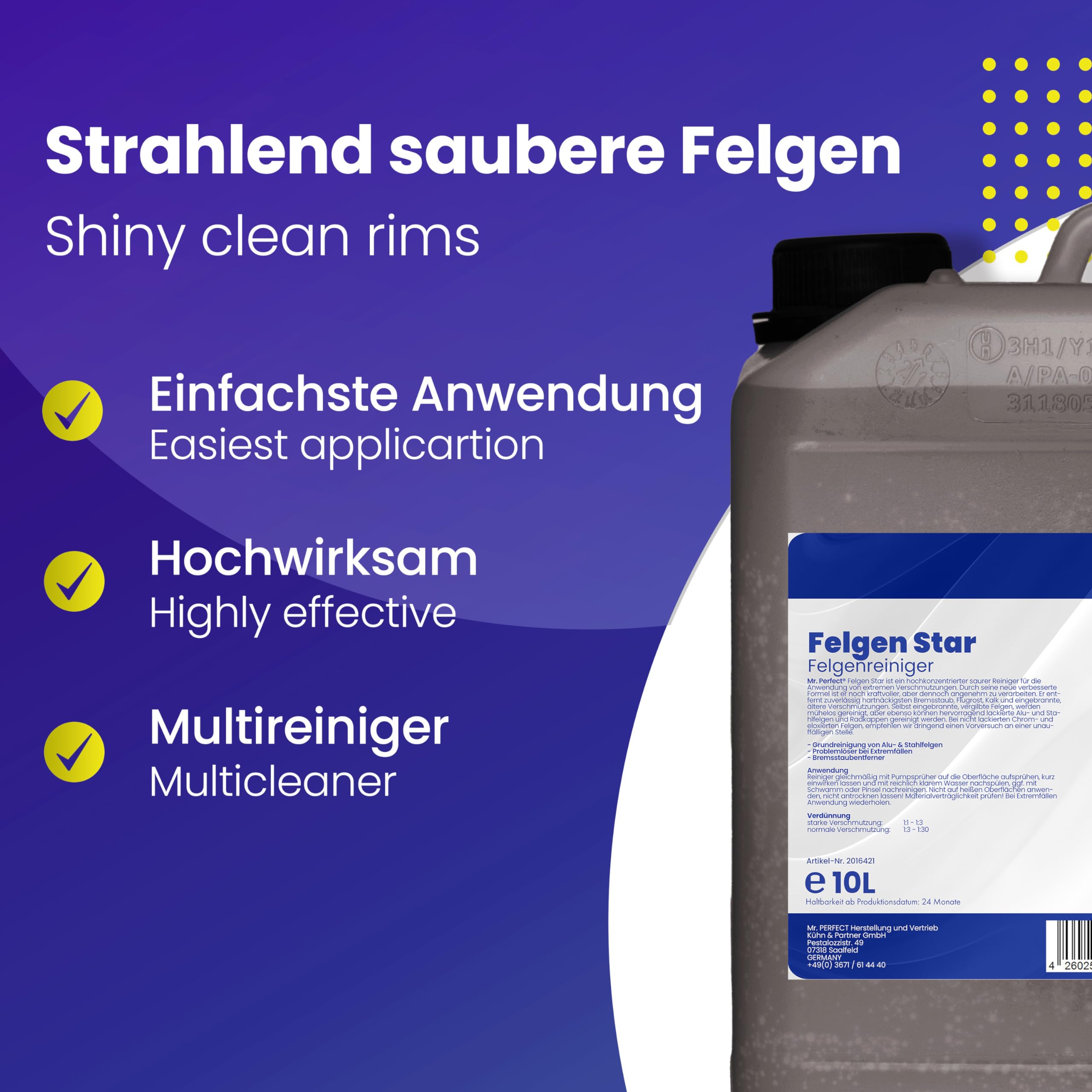 Mr. Perfect® Nettoyant de Jantes, 2 x 10 Litres - Concentré de détergent
