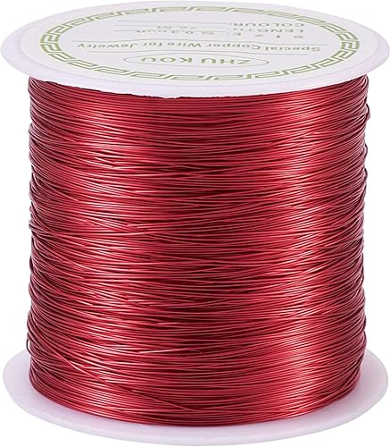 Pandahall - Alambre de cobre resistente al deslustre de 236 pies de calibre 28, para hacer joyas (rojo)