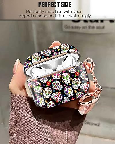 Miniatura 2 de Funda para Airpod Pro 2 para Airpod Pro de 2 generación, a prueba de golpes, con llavero de oro rosa para niñas, mujeres y hombres (esqueleto de