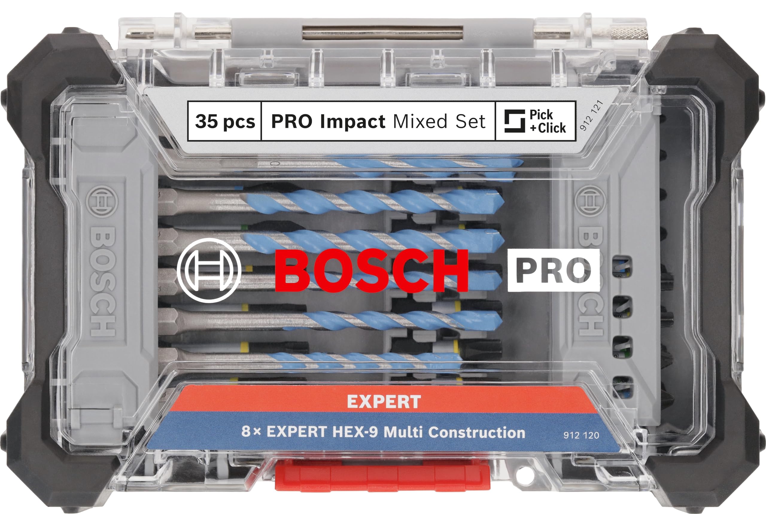 Bosch 35 x PRO Impact Mixed Set de 35 piezas (para hormigón, azulejos blandos, 200 x 107 mm, accesorios profesionales, destornillador, destornillador)