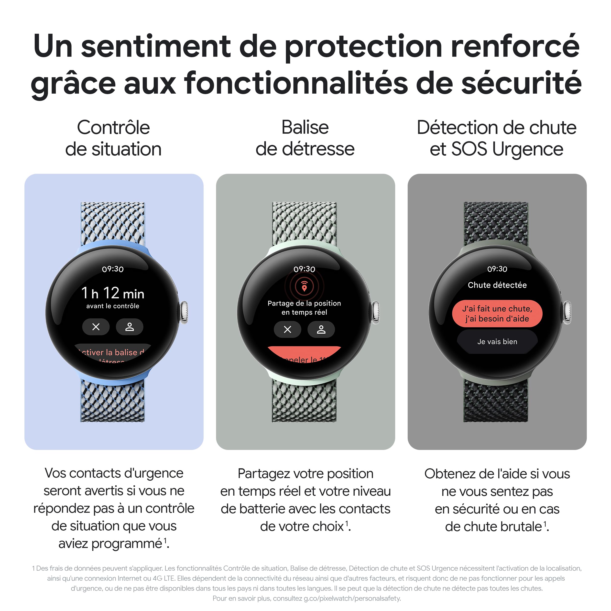 Google Pixel Watch 2 – Boîtier en Aluminium Argent Poli – Bracelet Sport Porcelaine – Wi-FI