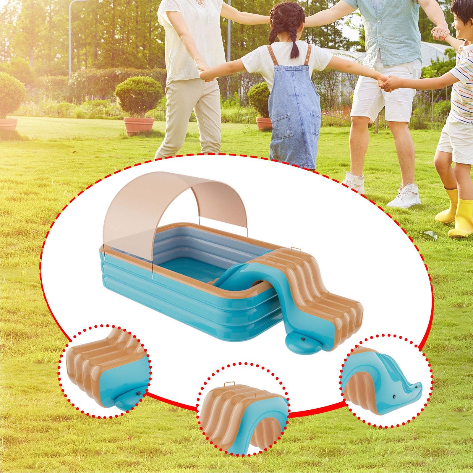 Tobogán Inflable portátil de PVC, Ideal para Juegos en el Patio y, Verde Y Naranja