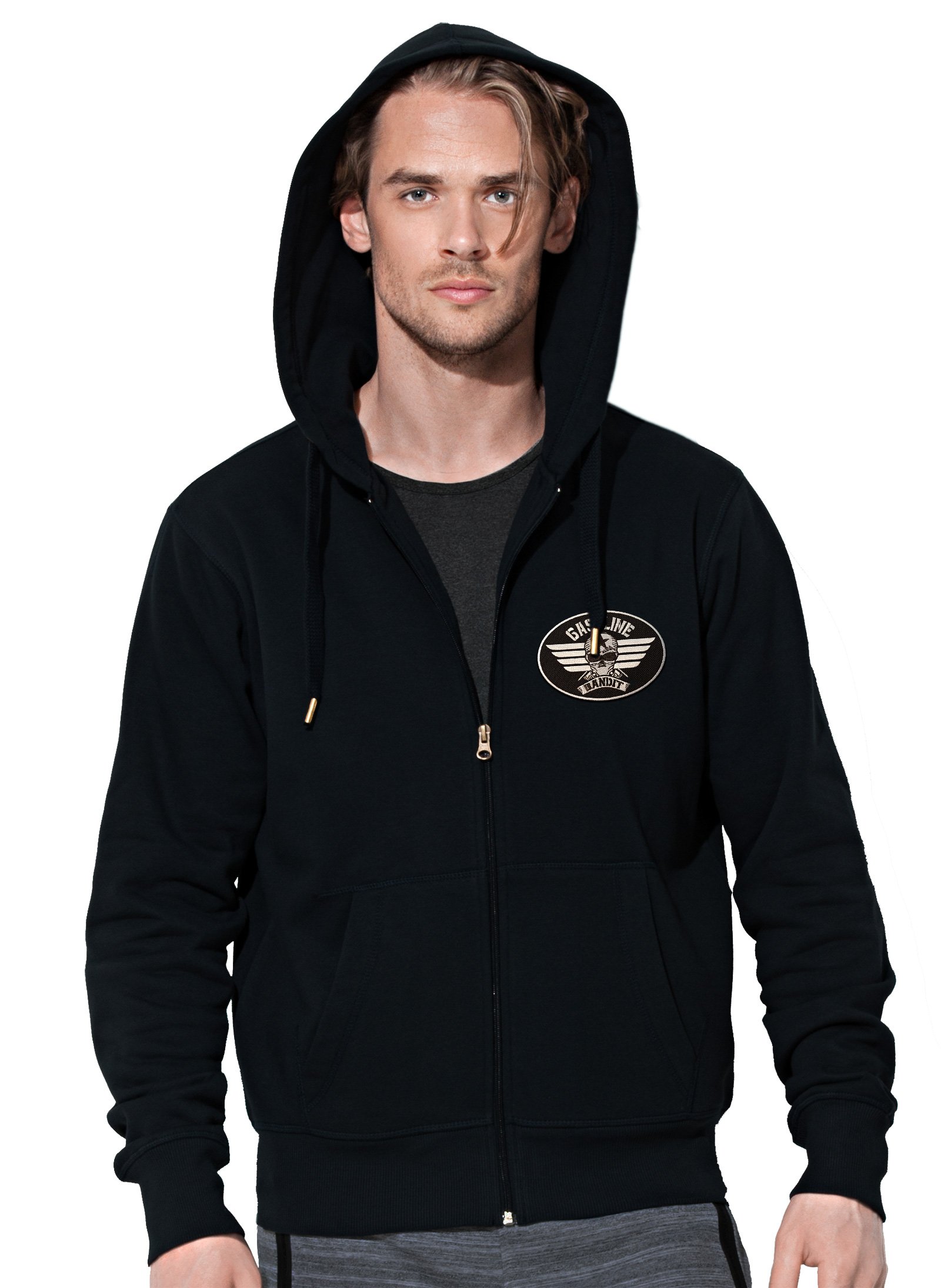 Rockabilly Biker Racer Kapuzen-Jacke Zip-Hoodie für Motorradfahrer Hot Rod
