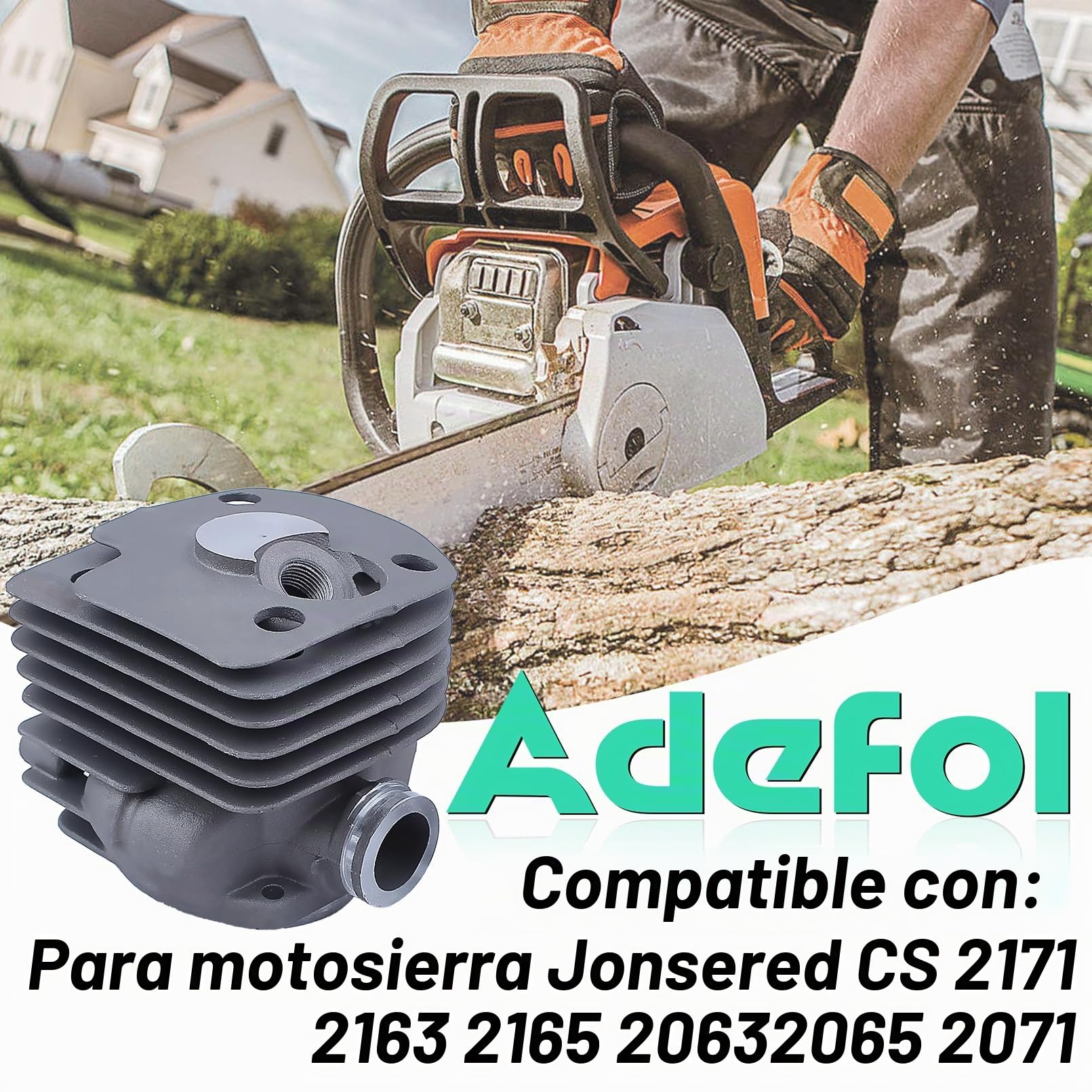 Adefol 50 mm Cilindro Pistón Cojinete de Agujas Empaquetadura Kit para Motosierra Husqvarna 365 371372 XP 362 Piezas de Repuesto con bujía