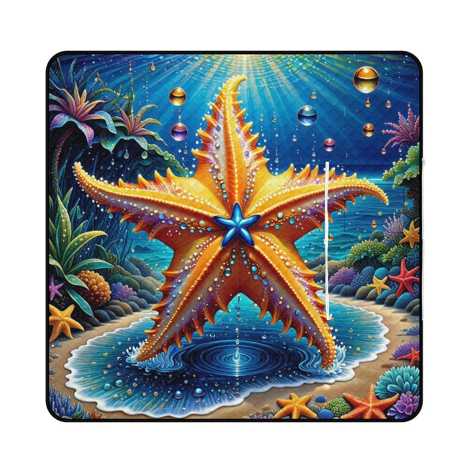 3D Impression Les starsLe Poisson Couverture Pique Nique Les Les planteses Tapis Pique Nique Nappe Picnic Couverture De Pique-Nique pour Camping, Parc, Jardin 200x200cm