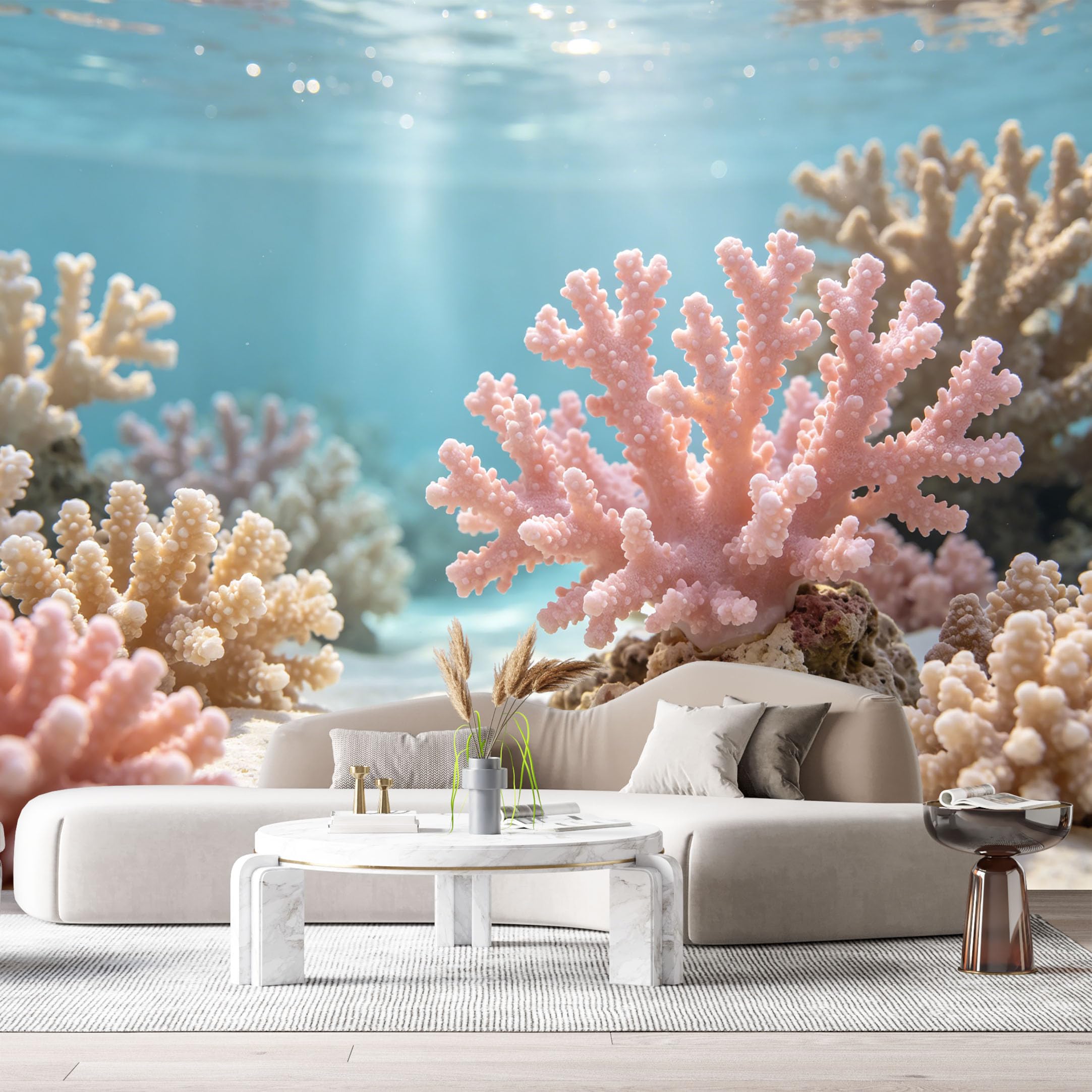 Custom Size Wall Murals Ocean Marine Coral Reef Seashells Underwater 3D SelfAdhesiveWall Fabric Removable Wallpaper Wall Decor for Living Room Bedroom Bathroom