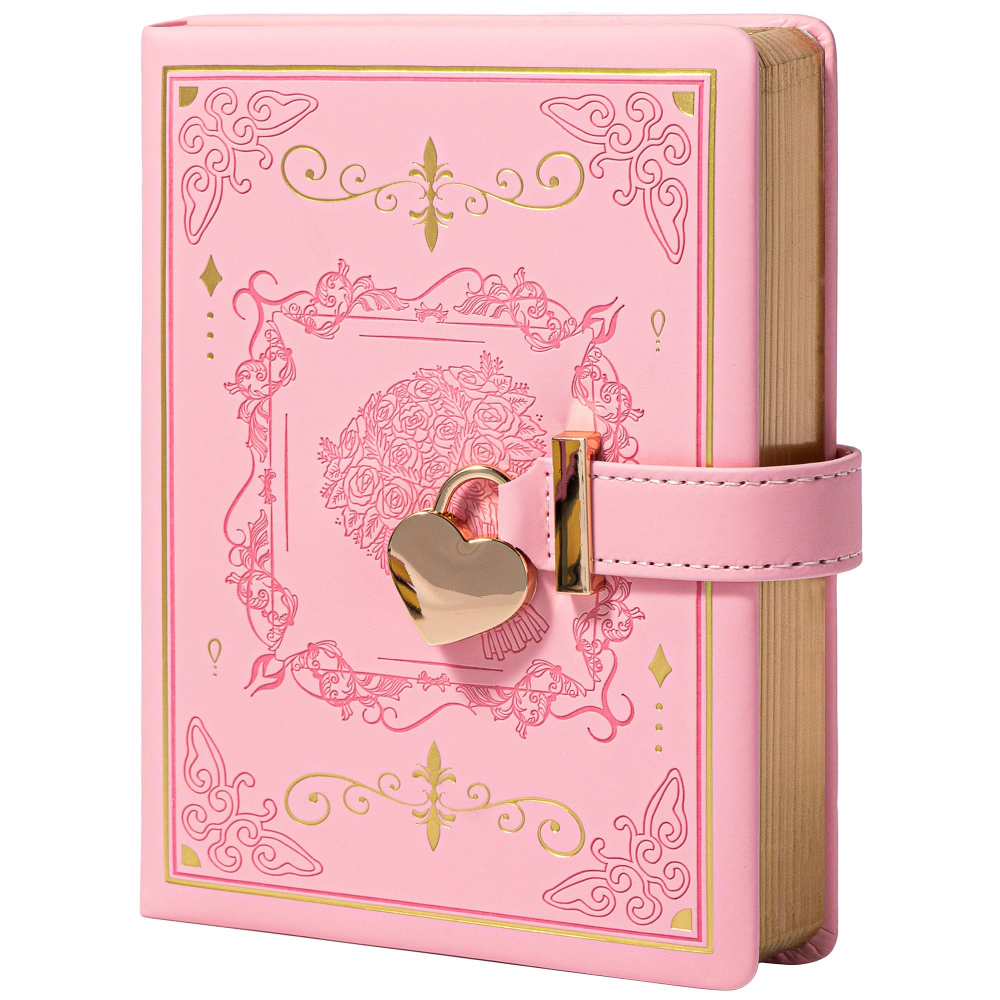 MGGAO Diary with Lock for Writing, PU Hardcover Leather Locked Journal, B6 Personal Organizer Journal for Women Girls, 288 Pages 100gsm Ruled Paper