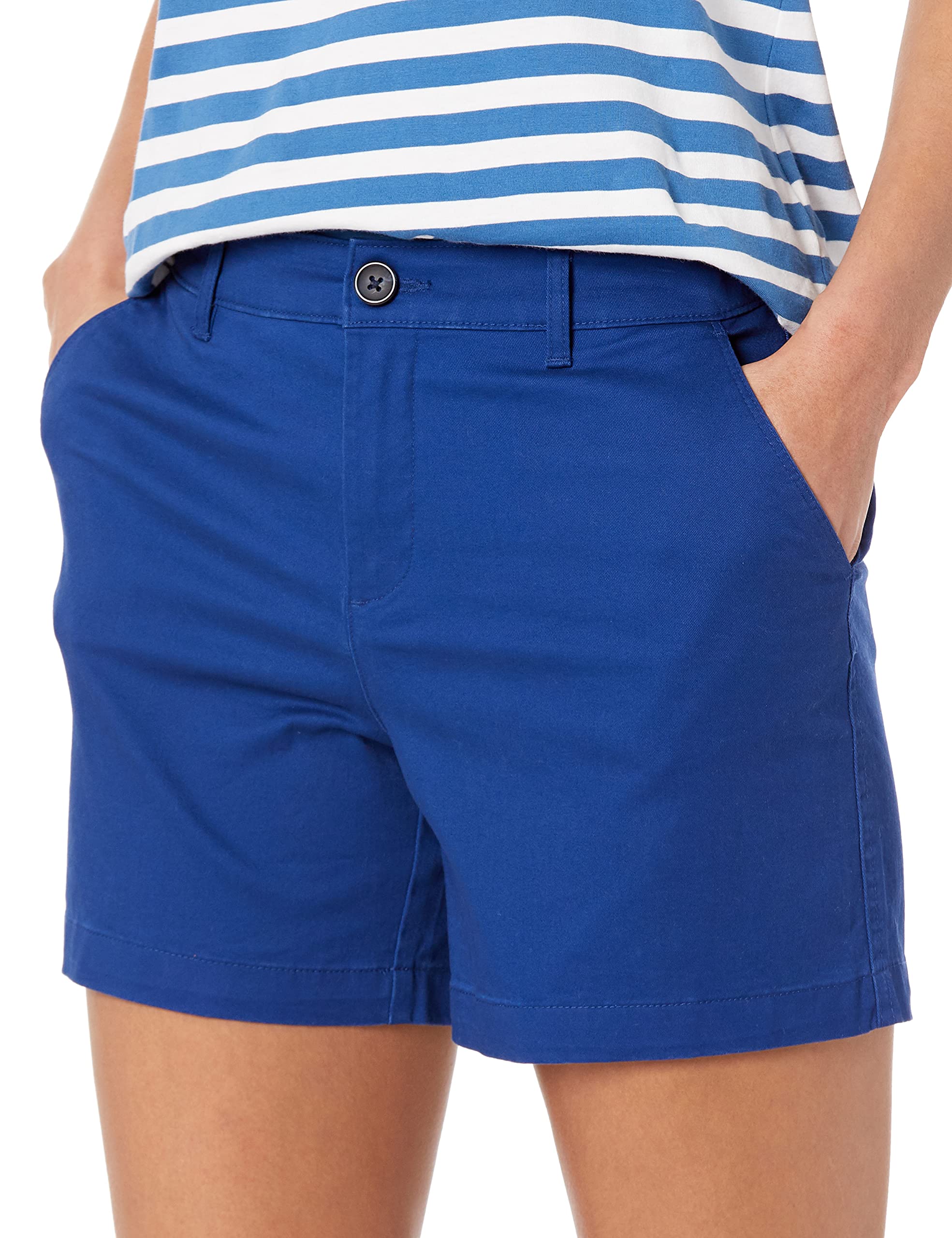 Amazon Essentials Kobiety Średniej wysokości Slim-Fit 14 cm Inseam Khaki krótkie (dostępne w prostych i krągłych krojach)
