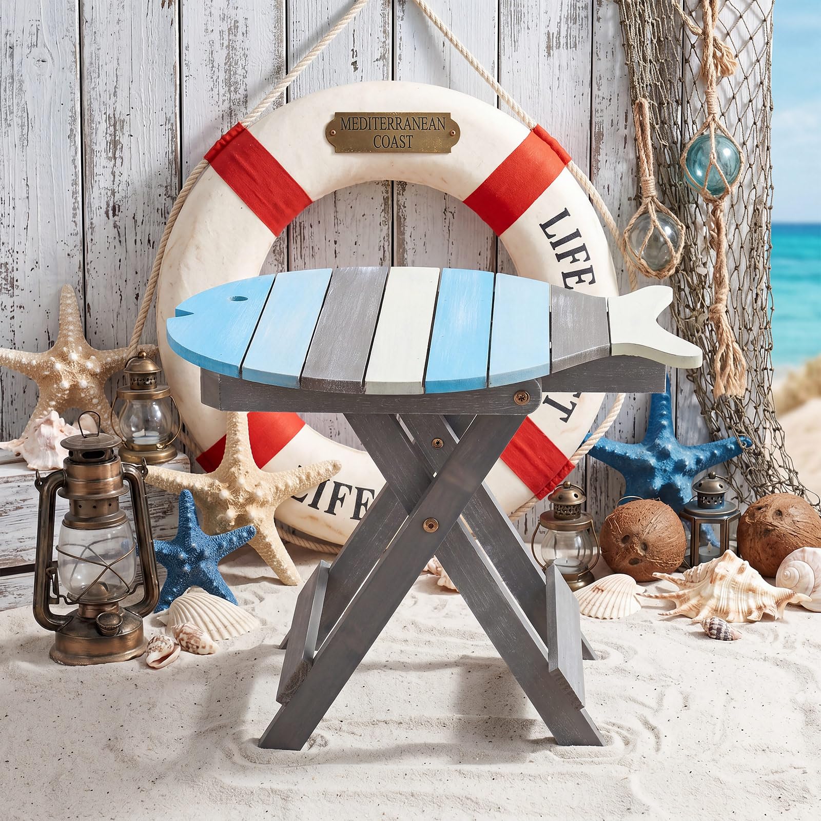 Photo 1 of Novabright Fish Shaped Wooden Folding Side Table