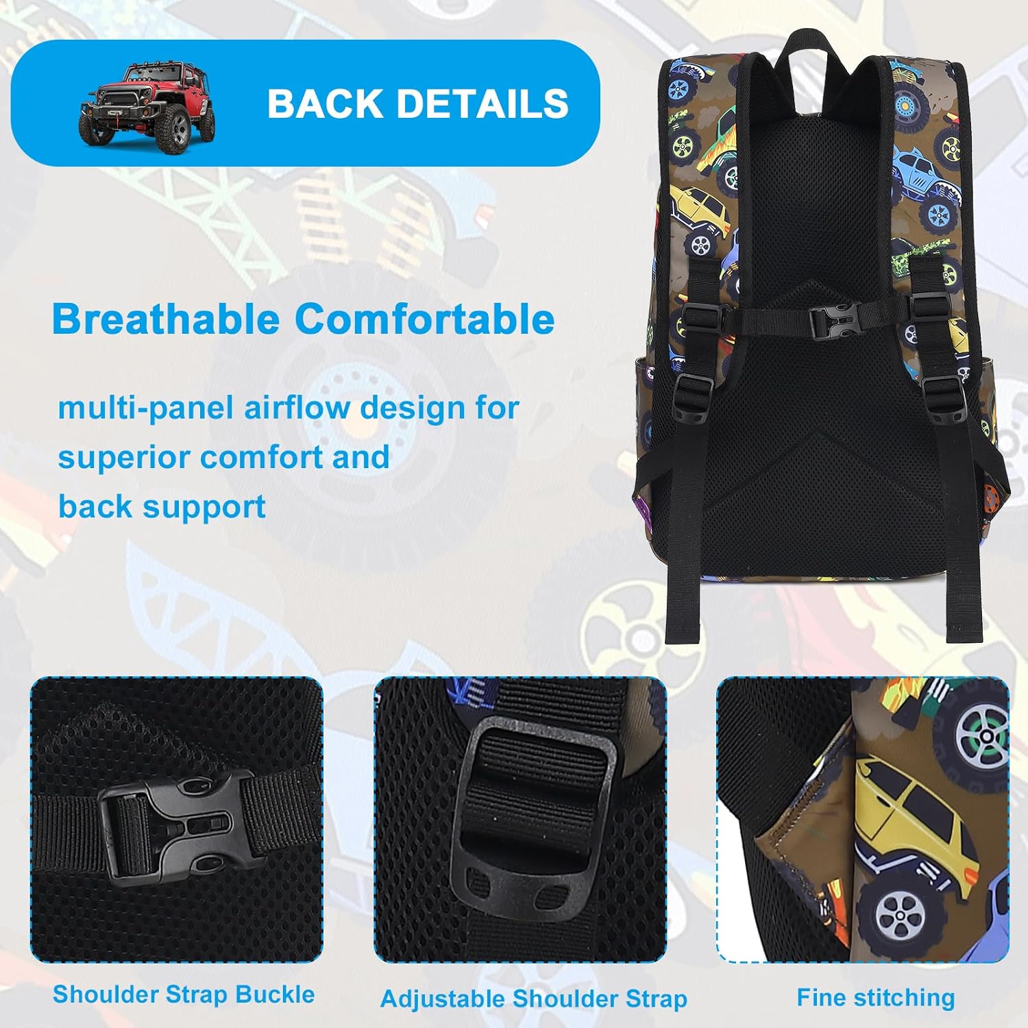 LEDAOU Kids School Backpack with Lunch Box for Boy Kindergarten BookBag School Bag Preschool Kindergarten Toddler Backpack (Brown) - Image 5