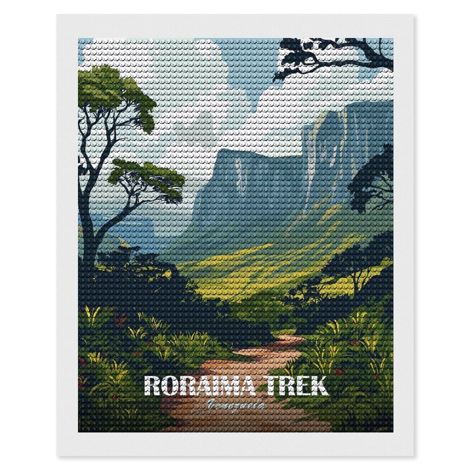 Junmoney Roraima Trek Venezuela Travel Diamond Painting Canvas Kit 16"x20", Round Gems, Living Room Decor, Seasonal Gift Choice, Modern Decor