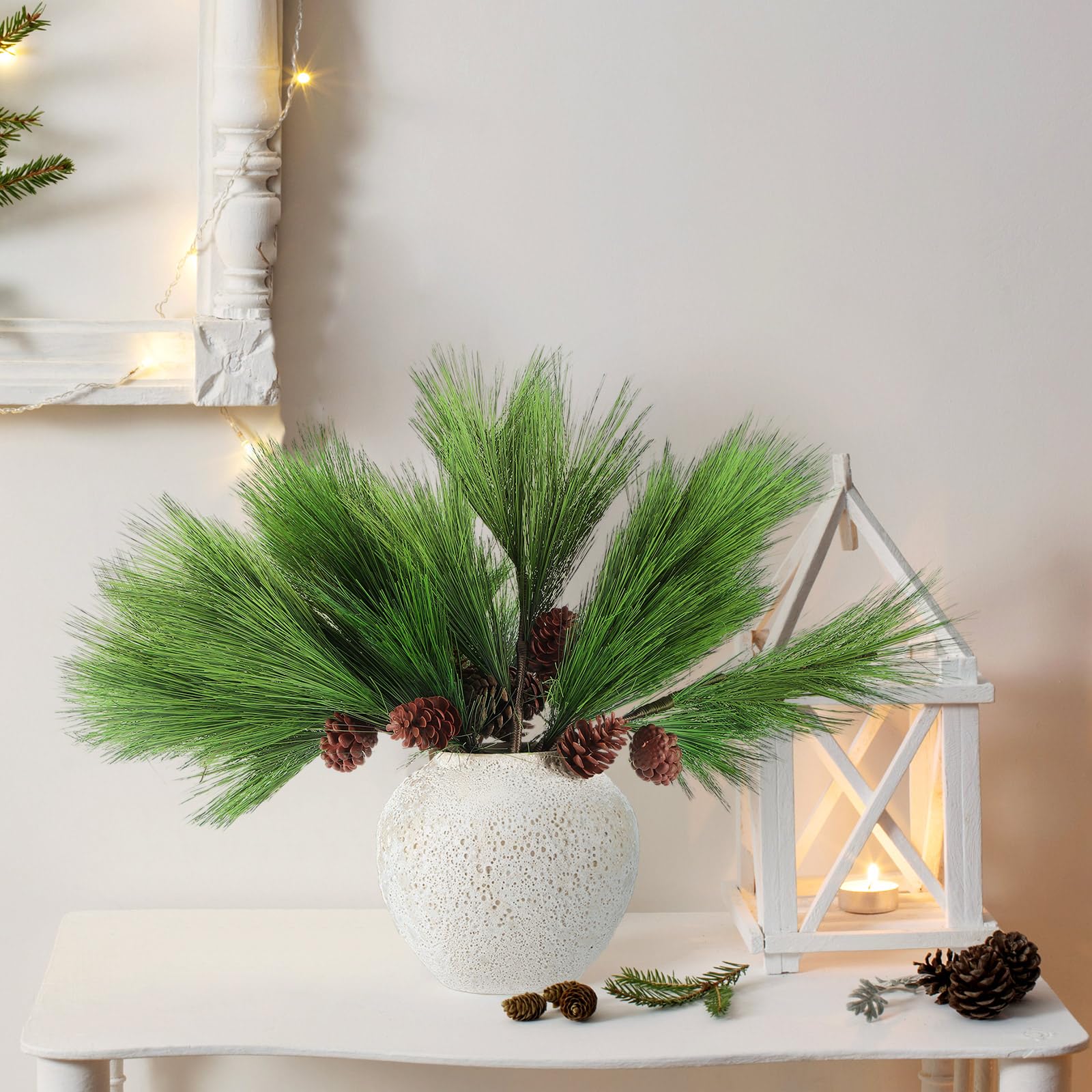 Home & KitchenGiegxin 10 Stück große künstliche Tannennadeln, 45 cm, Weihnachts-Tannenzweige mit Kegel, DIY, Handwerk, künstliche Tannennadeln, Zweige, künstliche grüne Tannenspieße