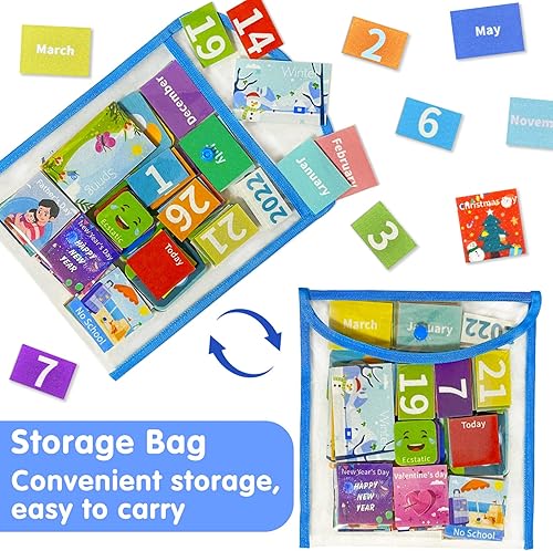 Miniatura 5 de Craftstory Calendario de aula con 104 tarjetas para niños, aprendizaje preescolar, suministros de escuela en casa, suministros imprescindibles para