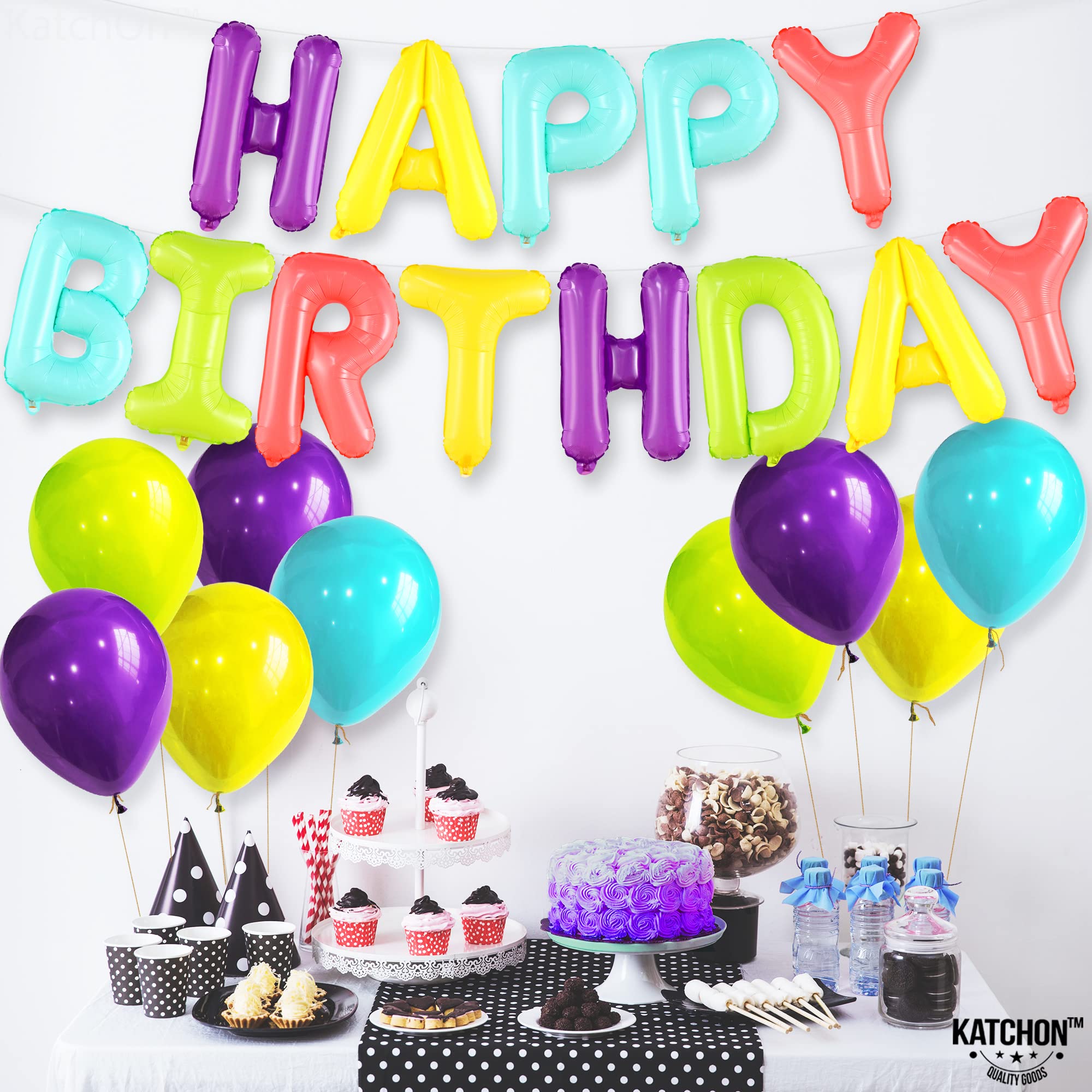 Happy Birthday Balloons Banner, 16 Inch Mylar Foil Letters Balloons Birthday, Birthday Party Decorations And Accessories For Children And Adults