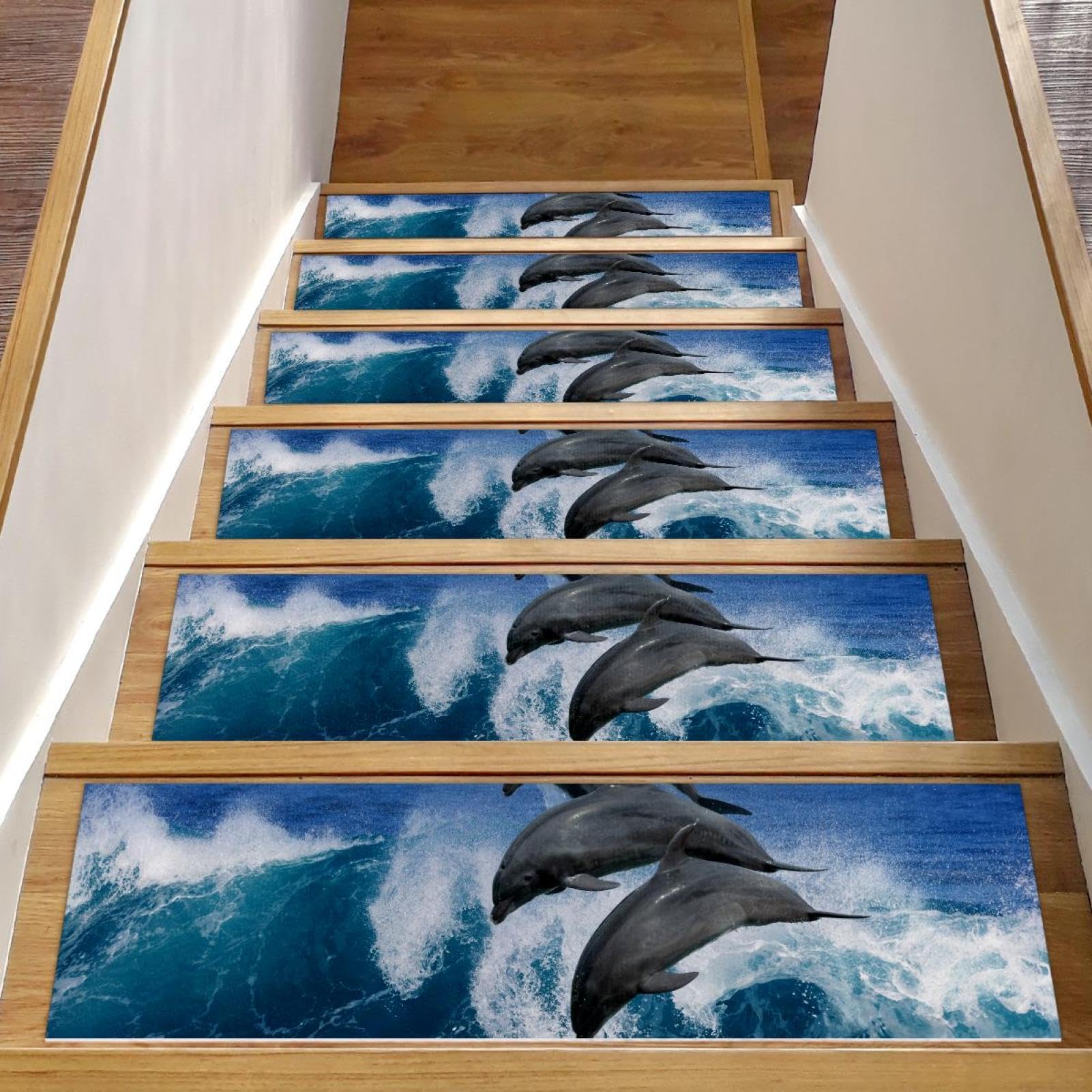 Alfombras de escaleras delfín del océano peldaños antideslizantes para ancianos