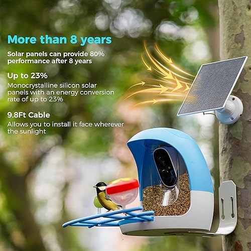 Miniatura 4 de Vicohome - Panel solar de 5 V para cámaras de seguridad, para alimentador de pájaros, tasa de conversión de energía del 23%, cable de 9.8 pies,