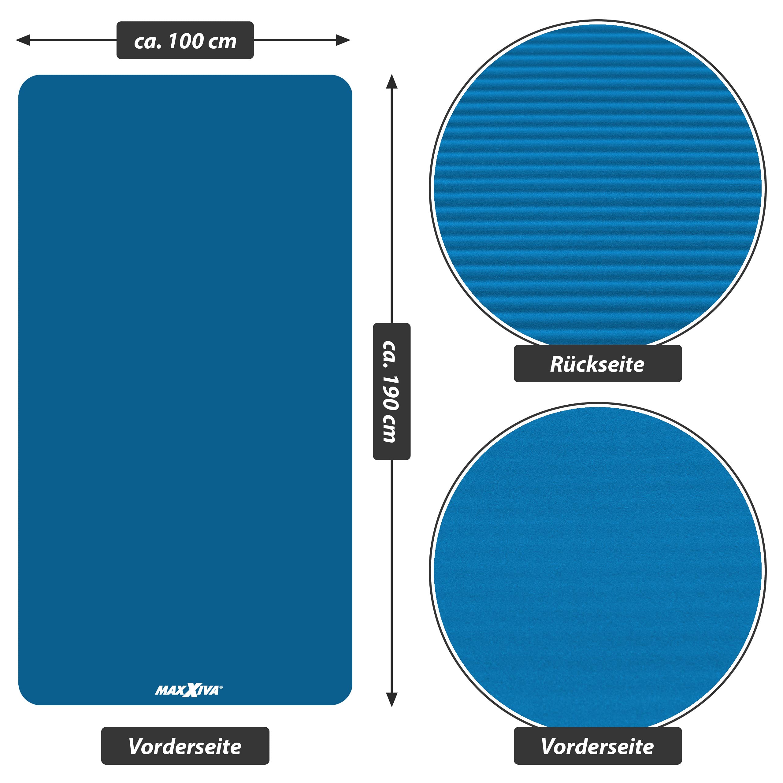 Yogamatte - 190x60x1,5 cm oder 190x100x1,5 cm, mit Tragegurt, Phthalatfrei, Rutschfest, Farbwahl - Gymnastikmatte, Fitnessmatte, Sportmatte, Trainingsmatte, Übungsmatte